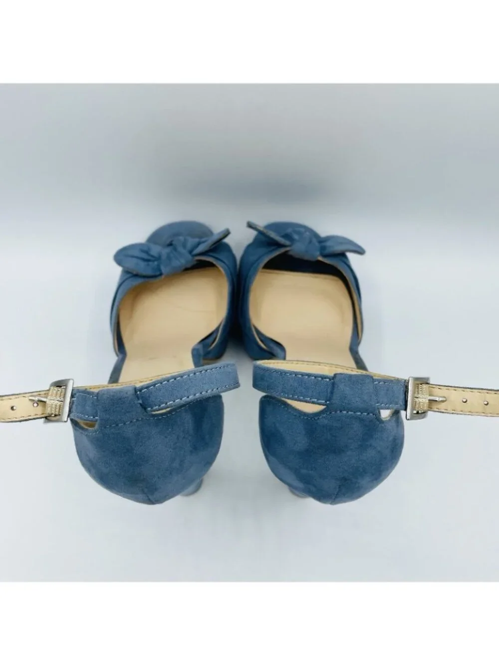 Charlotte Russe Womens High Heels Size 8 Blue Ankle Strap Bow Sandals Shoes